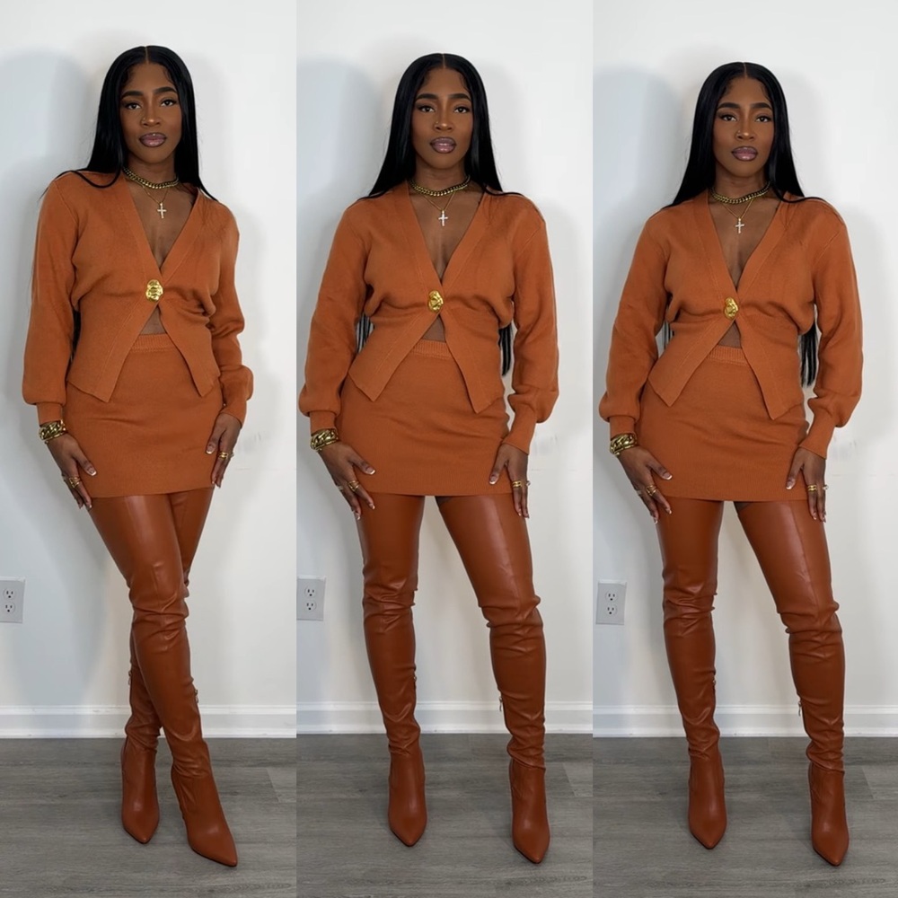 Rust Brown Knit Cardigan (Cardigan ONLY)